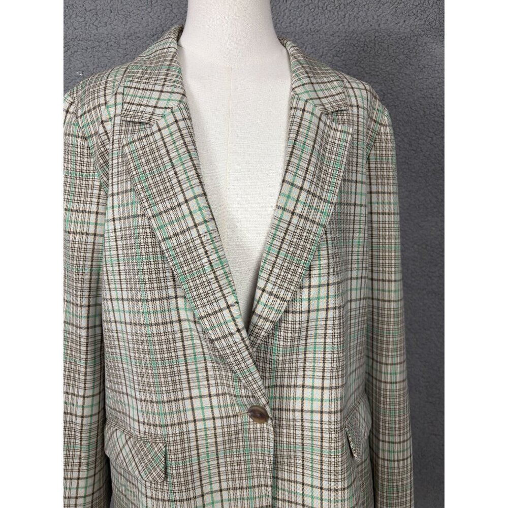 On 34th Women's Plaid Boyfriend Blazer Size Large Multicolor Single Button NWT's - Picture 2 of 8